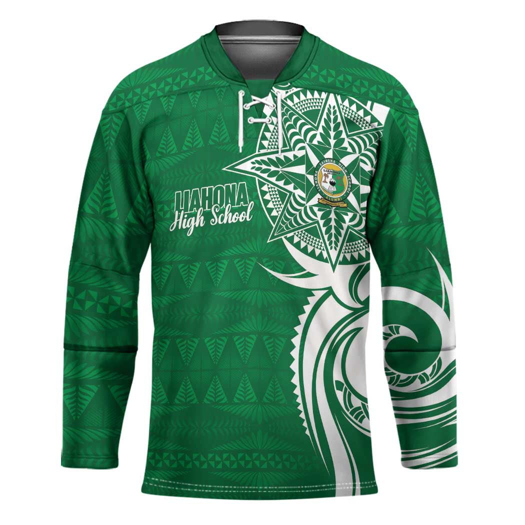 Personalised Liahona - Saineha High School Hockey Jersey Tongan Ngatu Pattern LT14 Unisex Green - Polynesian Pride