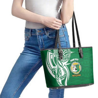 Personalised Liahona - Saineha High School Leather Tote Bag Tongan Ngatu Pattern - Polynesian Pride