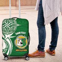 Personalised Liahona - Saineha High School Luggage Cover Tongan Ngatu Pattern LT14 Green - Polynesian Pride