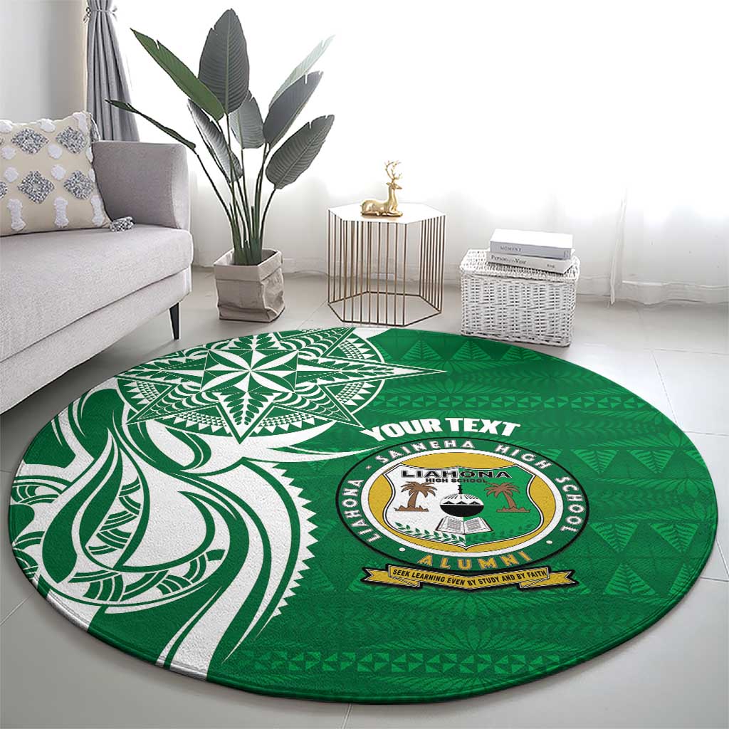 Personalised Liahona - Saineha High School Round Carpet Tongan Ngatu Pattern - Polynesian Pride