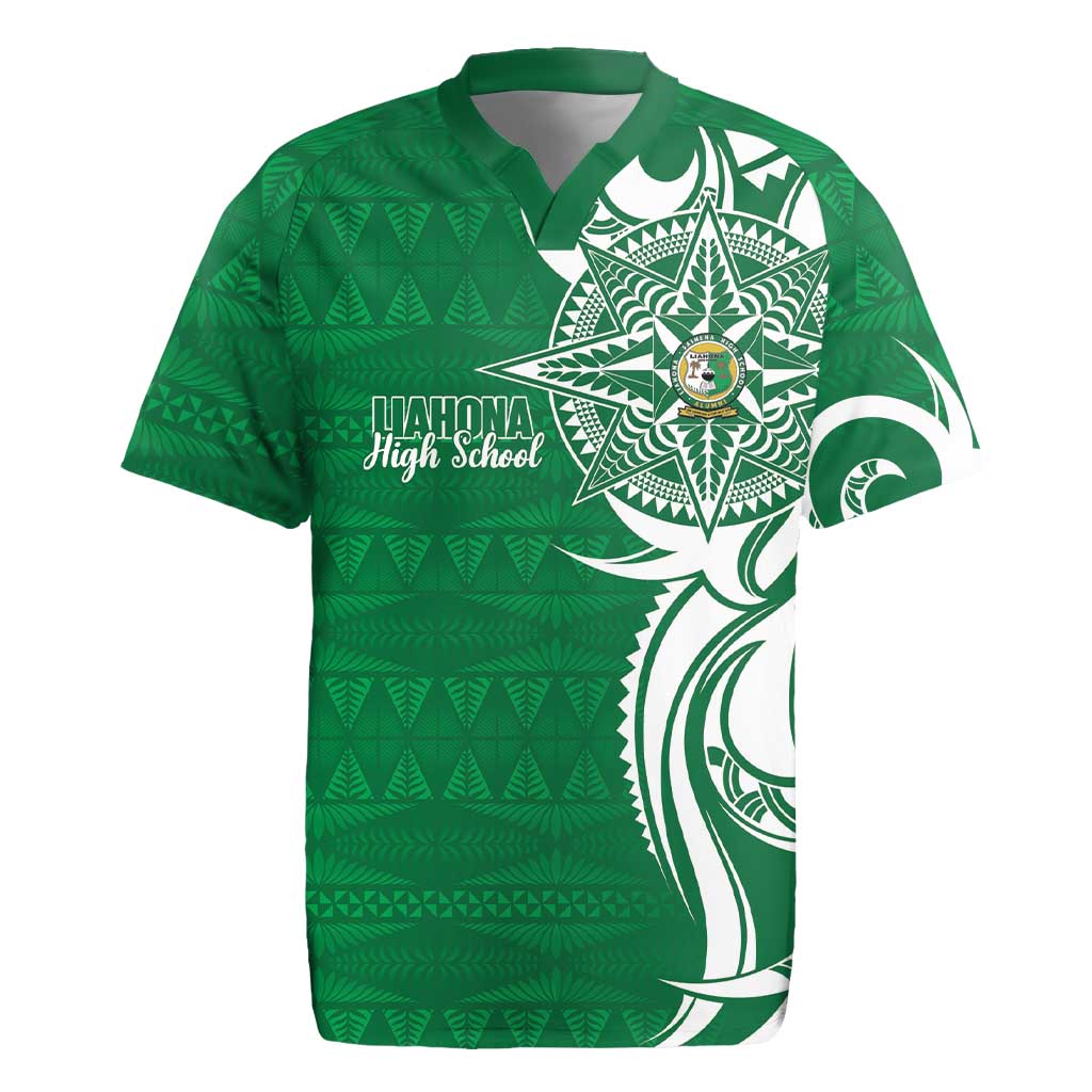 Personalised Liahona - Saineha High School Rugby Jersey Tongan Ngatu Pattern - Polynesian Pride