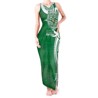 Personalised Liahona - Saineha High School Tank Maxi Dress Tongan Ngatu Pattern LT14 Women Green - Polynesian Pride