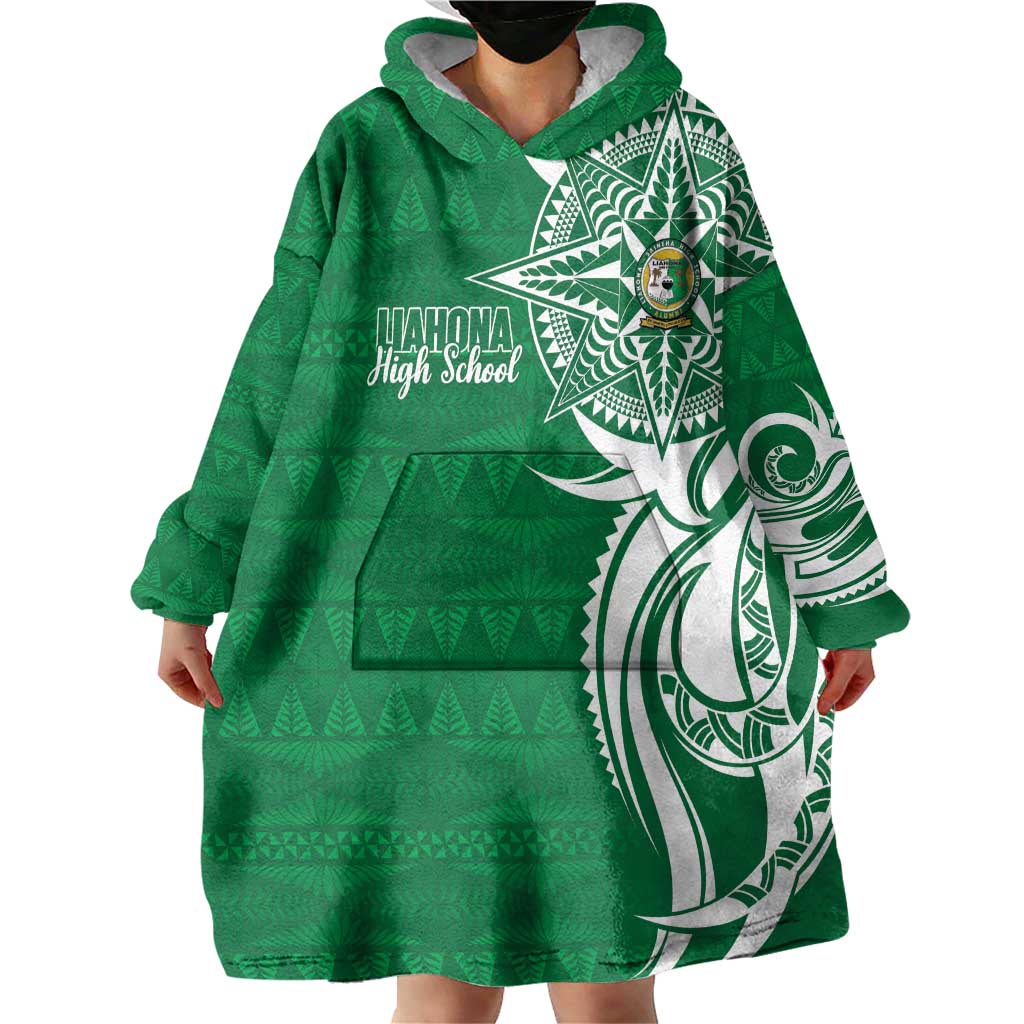 Personalised Liahona - Saineha High School Wearable Blanket Hoodie Tongan Ngatu Pattern LT14 - Polynesian Pride