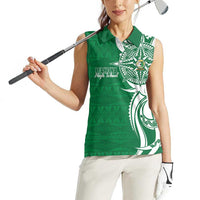 Personalised Liahona - Saineha High School Women Sleeveless Polo Shirt Tongan Ngatu Pattern - Polynesian Pride