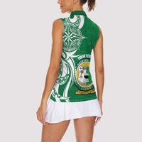Personalised Liahona - Saineha High School Women Sleeveless Polo Shirt Tongan Ngatu Pattern - Polynesian Pride