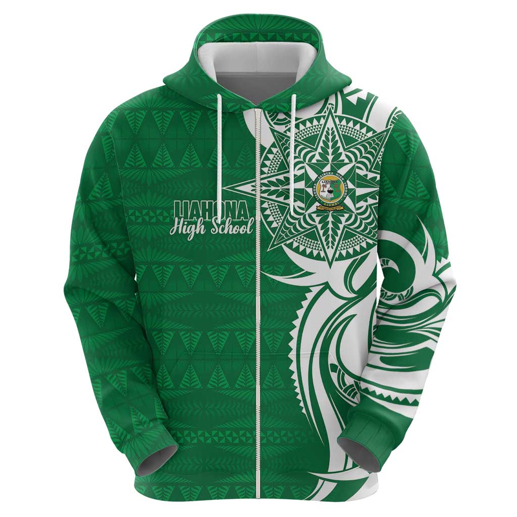 Personalised Liahona - Saineha High School Zip Hoodie Tongan Ngatu Pattern LT14 - Polynesian Pride