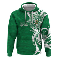 Personalised Liahona - Saineha High School Zip Hoodie Tongan Ngatu Pattern LT14 Pullover Hoodie Green - Polynesian Pride