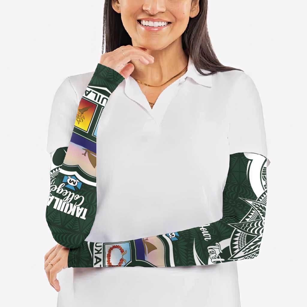 Personalised Tonga Takuilau College Arm Sleeves Est 1975 Tongan Ngatu Pattern - Polynesian Pride