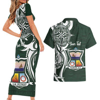 Personalised Tonga Takuilau College Couples Matching Short Sleeve Bodycon Dress and Hawaiian Shirt Est 1975 Tongan Ngatu Pattern LT14 - Polynesian Pride