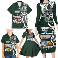 Personalised Tonga Takuilau College Family Matching Long Sleeve Bodycon Dress and Hawaiian Shirt Est 1975 Tongan Ngatu Pattern LT14 - Polynesian Pride