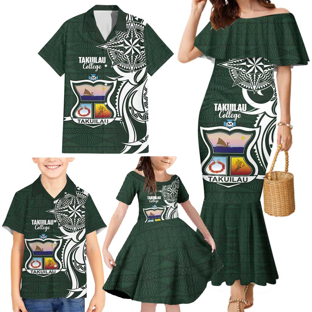 Personalised Tonga Takuilau College Family Matching Mermaid Dress and Hawaiian Shirt Est 1975 Tongan Ngatu Pattern LT14 - Polynesian Pride
