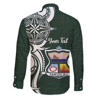 Personalised Tonga Takuilau College Family Matching Off The Shoulder Long Sleeve Dress and Hawaiian Shirt Est 1975 Tongan Ngatu Pattern LT14 - Polynesian Pride