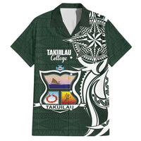 Personalised Tonga Takuilau College Family Matching Puletasi and Hawaiian Shirt Est 1975 Tongan Ngatu Pattern LT14 Dad's Shirt - Short Sleeve Green - Polynesian Pride