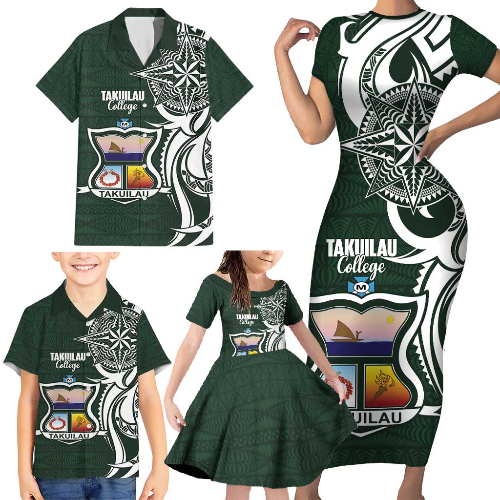 Personalised Tonga Takuilau College Family Matching Short Sleeve Bodycon Dress and Hawaiian Shirt Est 1975 Tongan Ngatu Pattern - Polynesian Pride
