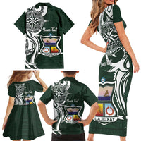 Personalised Tonga Takuilau College Family Matching Short Sleeve Bodycon Dress and Hawaiian Shirt Est 1975 Tongan Ngatu Pattern LT14 - Polynesian Pride