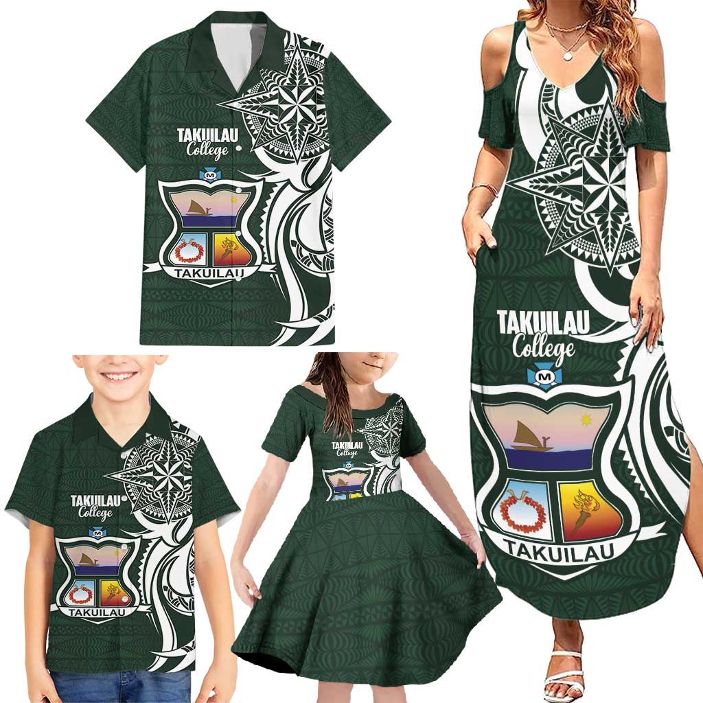 Personalised Tonga Takuilau College Family Matching Summer Maxi Dress and Hawaiian Shirt Est 1975 Tongan Ngatu Pattern LT14 - Polynesian Pride