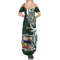 Personalised Tonga Takuilau College Family Matching Summer Maxi Dress and Hawaiian Shirt Est 1975 Tongan Ngatu Pattern LT14 - Polynesian Pride
