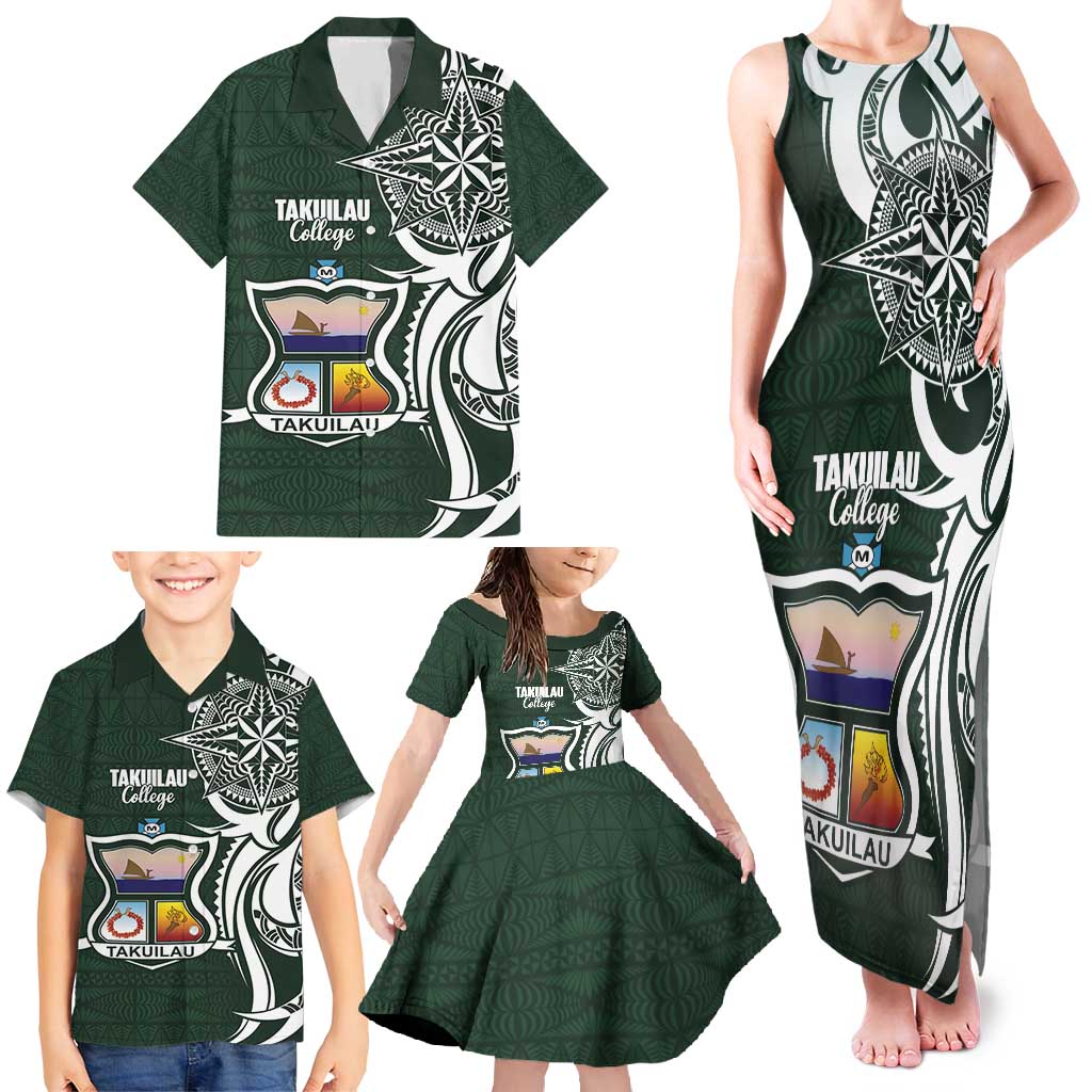 Personalised Tonga Takuilau College Family Matching Tank Maxi Dress and Hawaiian Shirt Est 1975 Tongan Ngatu Pattern LT14 - Polynesian Pride