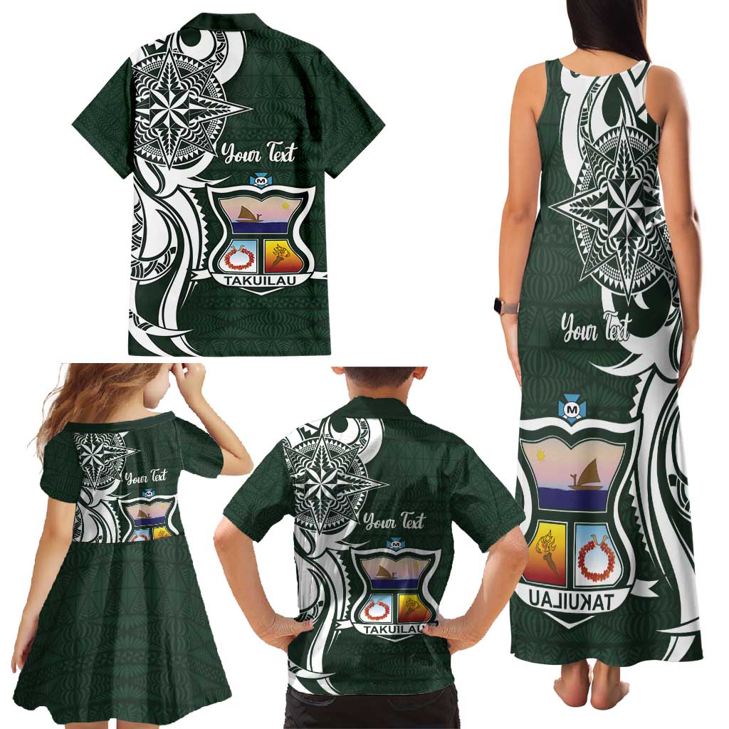 Personalised Tonga Takuilau College Family Matching Tank Maxi Dress and Hawaiian Shirt Est 1975 Tongan Ngatu Pattern LT14 - Polynesian Pride