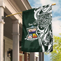 Personalised Tonga Takuilau College Garden Flag Est 1975 Tongan Ngatu Pattern LT14 House Flag Green - Polynesian Pride
