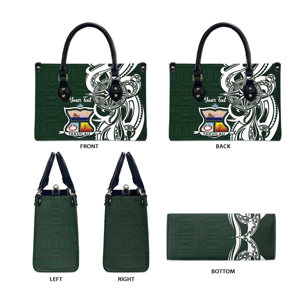 Personalised Tonga Takuilau College Leather Bag Est 1975 Tongan Ngatu Pattern - Polynesian Pride