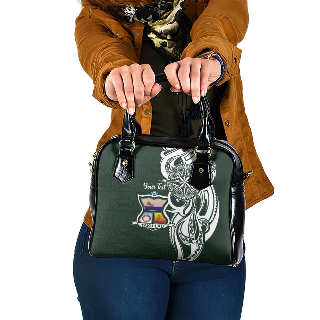 Personalised Tonga Takuilau College Shoulder Handbag Est 1975 Tongan Ngatu Pattern - Polynesian Pride