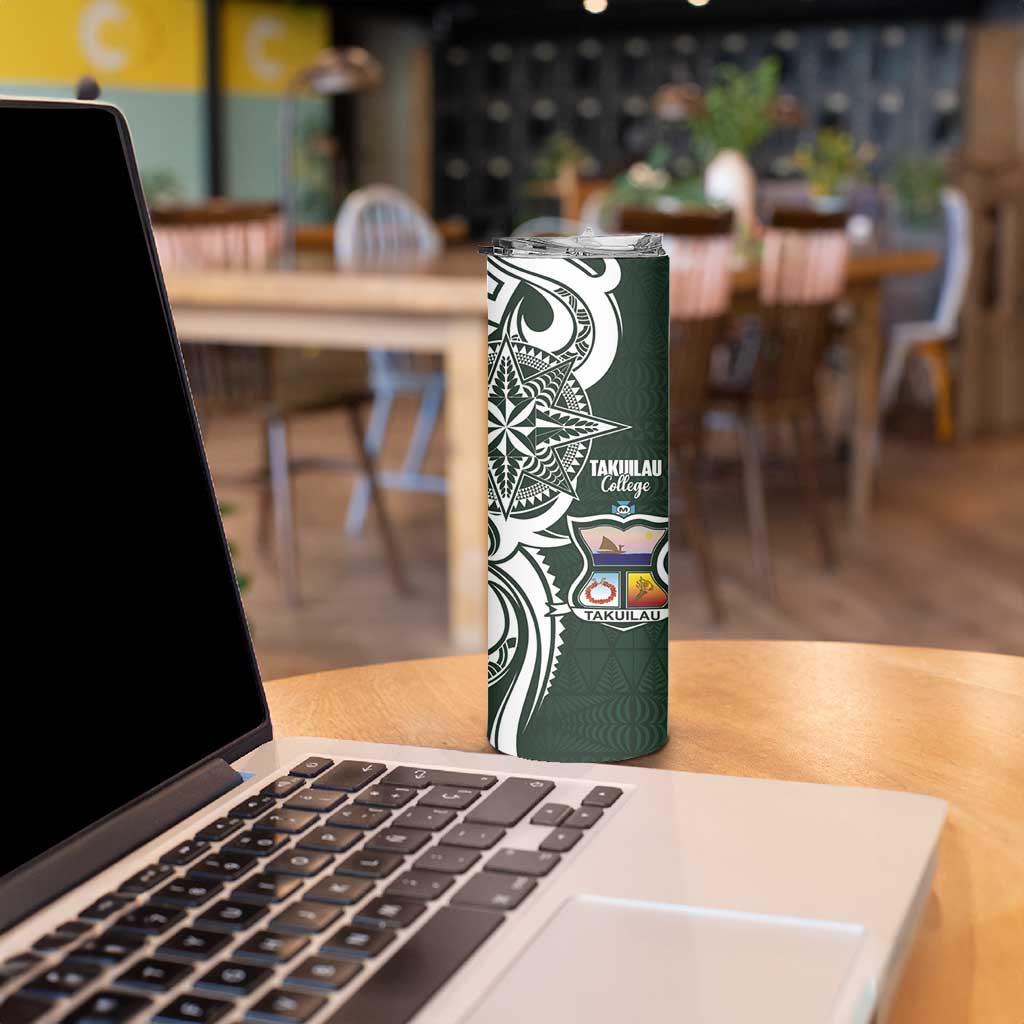 Personalised Tonga Takuilau College Skinny Tumbler Est 1975 Tongan Ngatu Pattern - Polynesian Pride