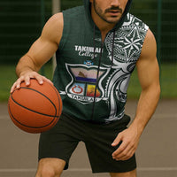 Personalised Tonga Takuilau College Sleeveless Zip Hoodie Est 1975 Tongan Ngatu Pattern - Polynesian Pride