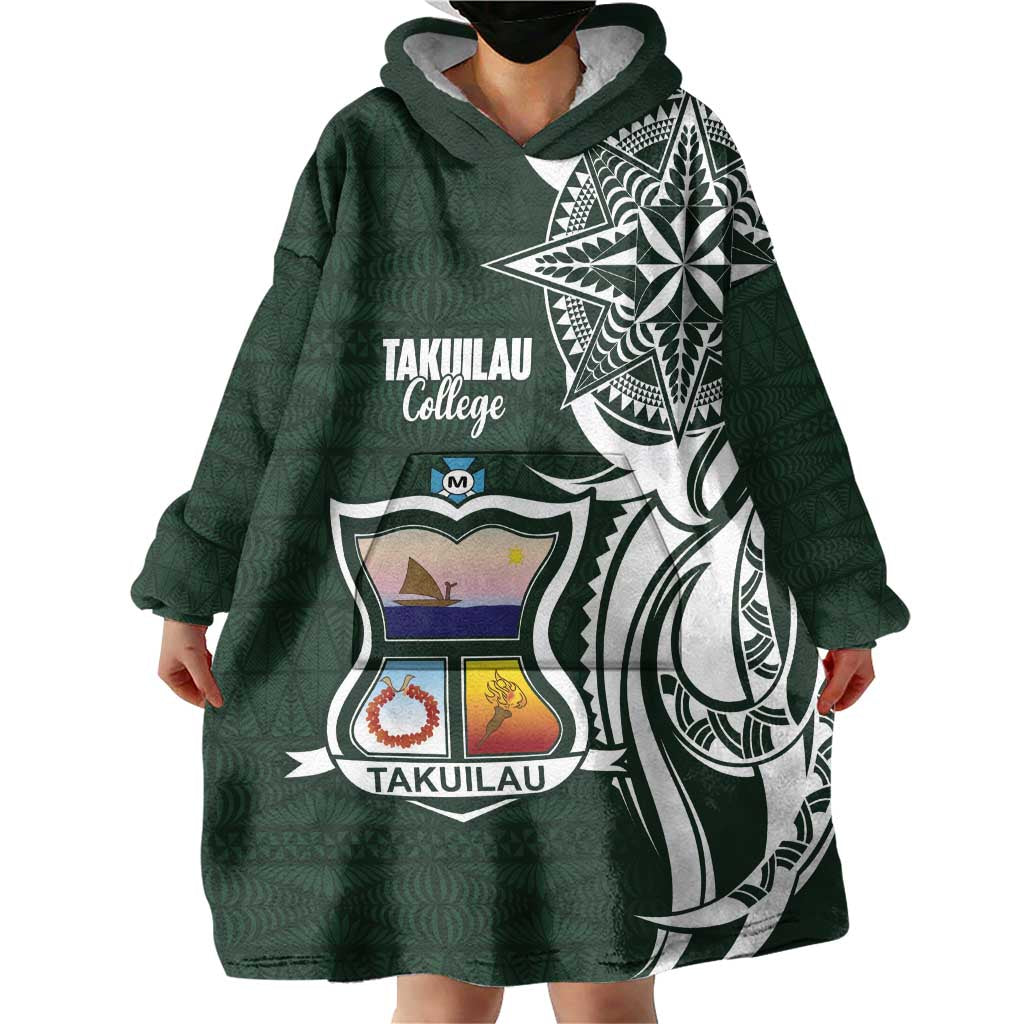 Personalised Tonga Takuilau College Wearable Blanket Hoodie Est 1975 Tongan Ngatu Pattern LT14 - Polynesian Pride