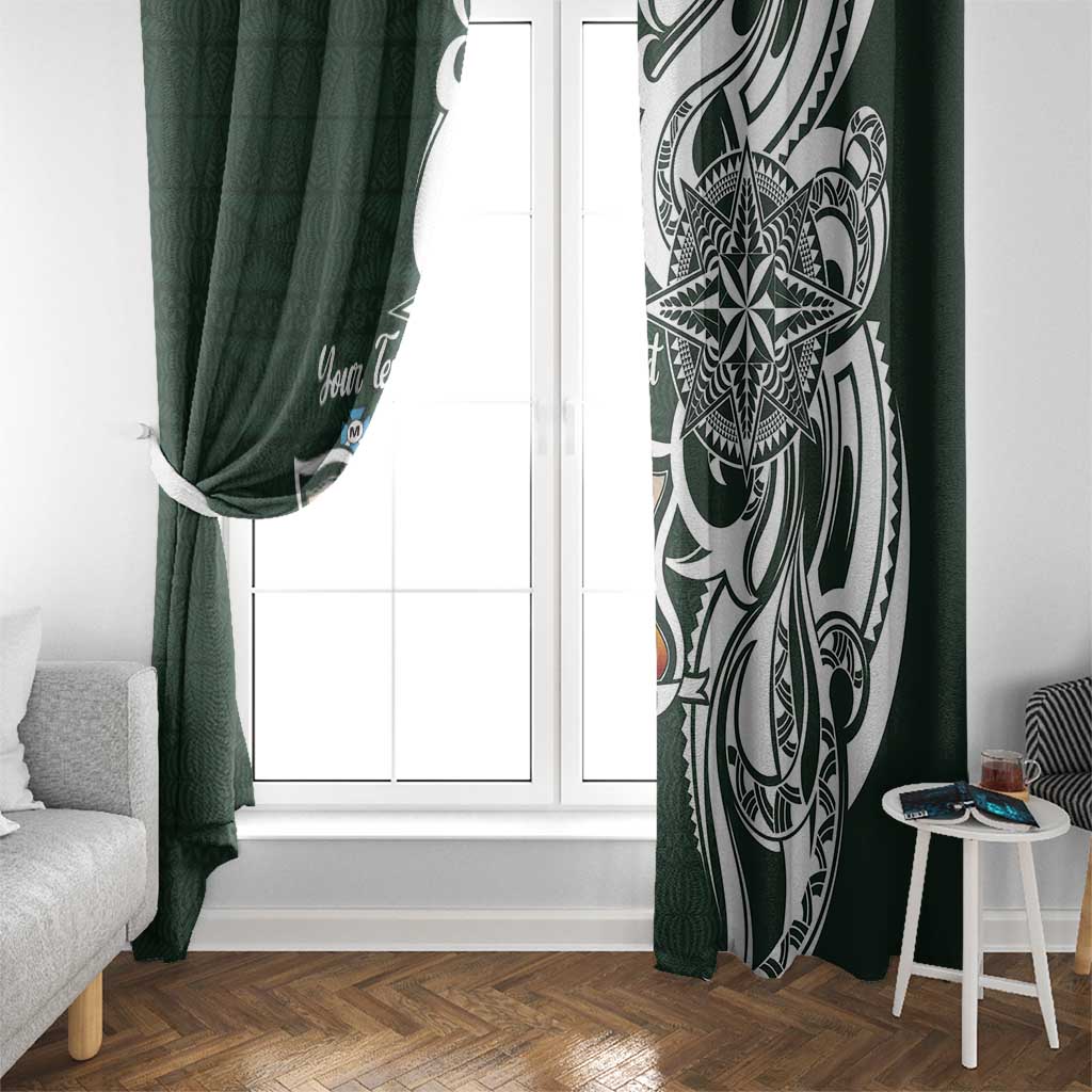 Personalised Tonga Takuilau College Window Curtain Est 1975 Tongan Ngatu Pattern - Polynesian Pride