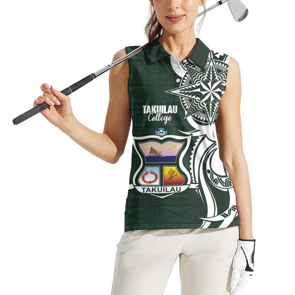Personalised Tonga Takuilau College Women Sleeveless Polo Shirt Est 1975 Tongan Ngatu Pattern - Polynesian Pride
