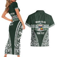 Personalised Tonga Takuilau College Couples Matching Short Sleeve Bodycon Dress and Hawaiian Shirt 50th Anniversary Ngatu Kupesi LT14 - Polynesian Pride