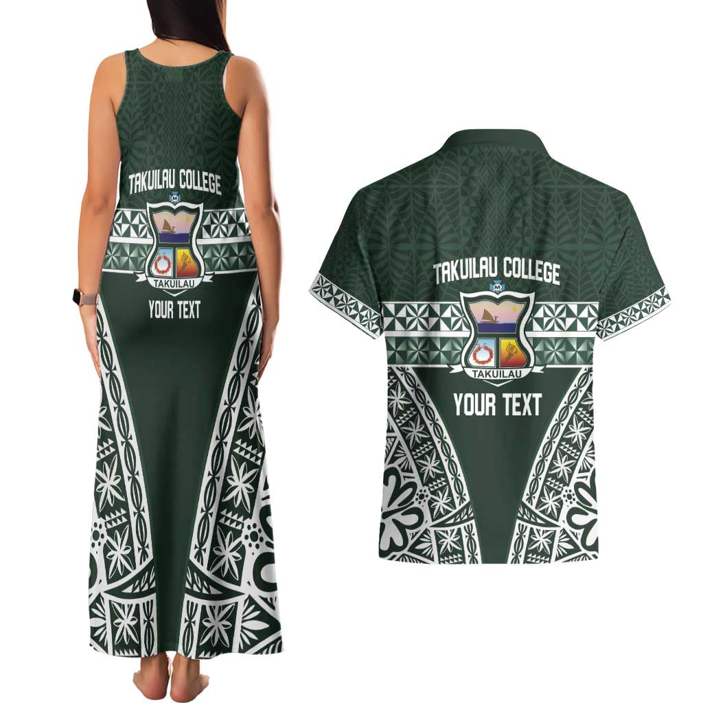 Personalised Tonga Takuilau College Couples Matching Tank Maxi Dress and Hawaiian Shirt 50th Anniversary Ngatu Kupesi LT14 - Polynesian Pride