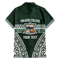 Personalised Tonga Takuilau College Family Matching Off The Shoulder Long Sleeve Dress and Hawaiian Shirt 50th Anniversary Ngatu Kupesi LT14 - Polynesian Pride