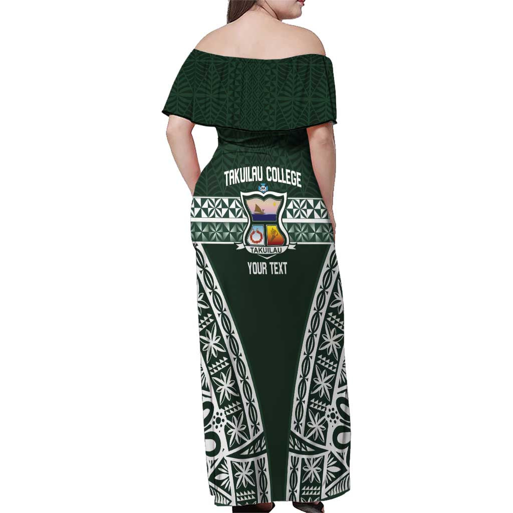 Personalised Tonga Takuilau College Family Matching Off Shoulder Maxi Dress and Hawaiian Shirt 50th Anniversary Ngatu Kupesi LT14 - Polynesian Pride