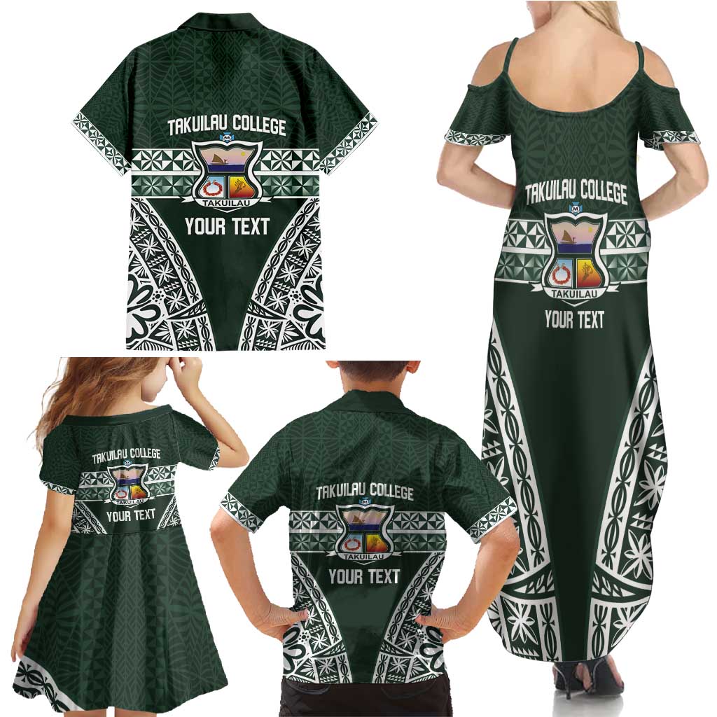Personalised Tonga Takuilau College Family Matching Summer Maxi Dress and Hawaiian Shirt 50th Anniversary Ngatu Kupesi LT14 - Polynesian Pride