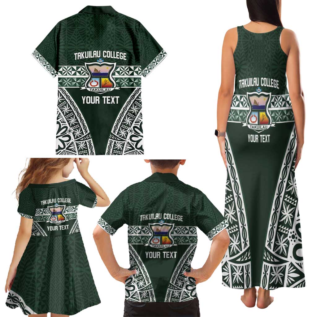Personalised Tonga Takuilau College Family Matching Tank Maxi Dress and Hawaiian Shirt 50th Anniversary Ngatu Kupesi LT14 - Polynesian Pride