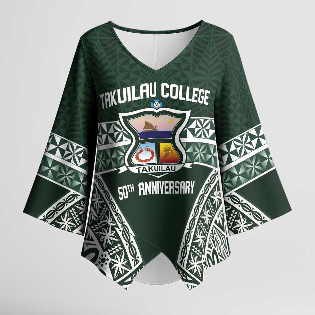 Personalised Tonga Takuilau College Kimono Sleeve Blouse 50th Anniversary Ngatu Kupesi - Polynesian Pride