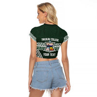 Personalised Tonga Takuilau College Raglan Cropped T Shirt 50th Anniversary Ngatu Kupesi - Polynesian Pride
