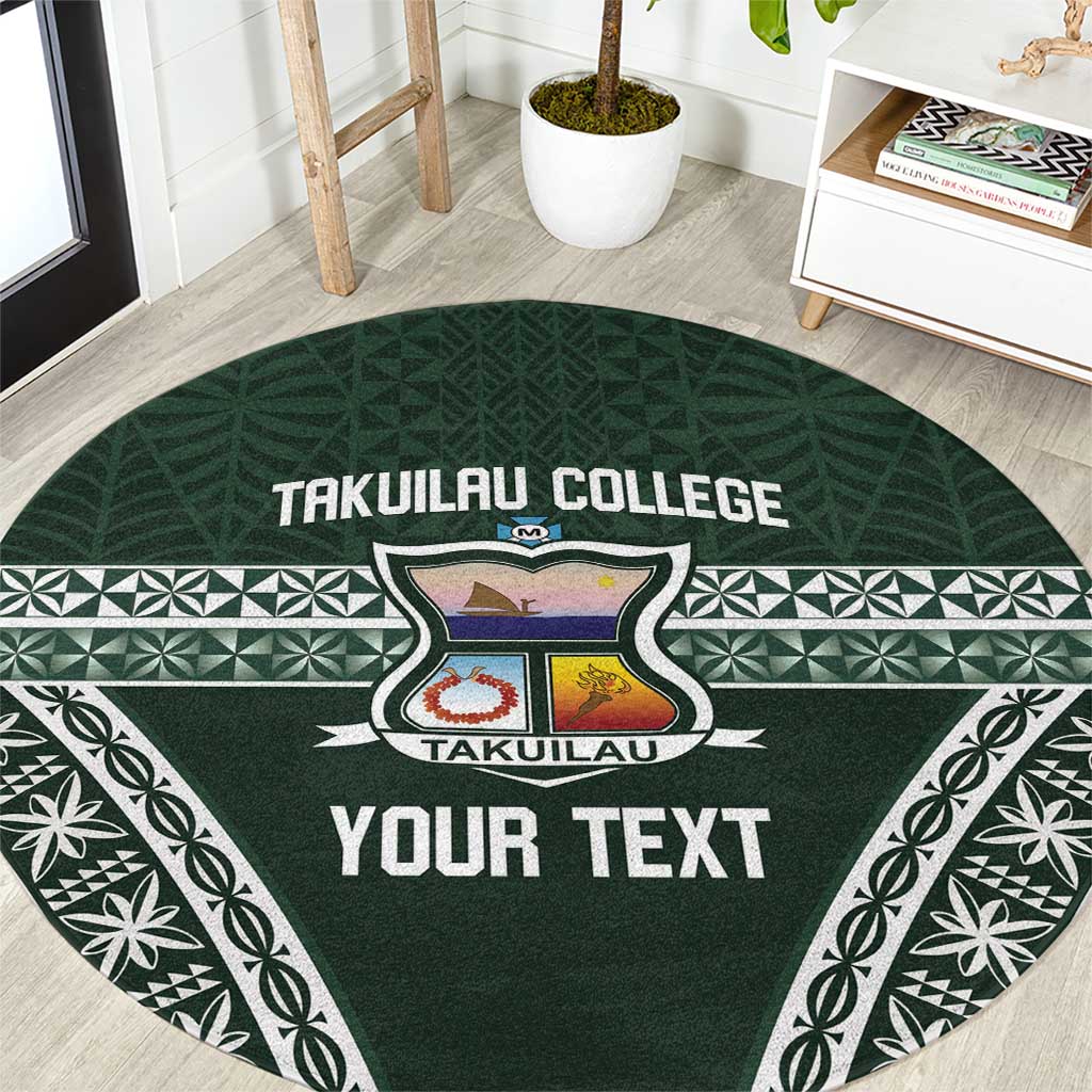 Personalised Tonga Takuilau College Round Carpet 50th Anniversary Ngatu Kupesi LT14 Green - Polynesian Pride