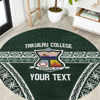 Personalised Tonga Takuilau College Round Carpet 50th Anniversary Ngatu Kupesi LT14 Green - Polynesian Pride