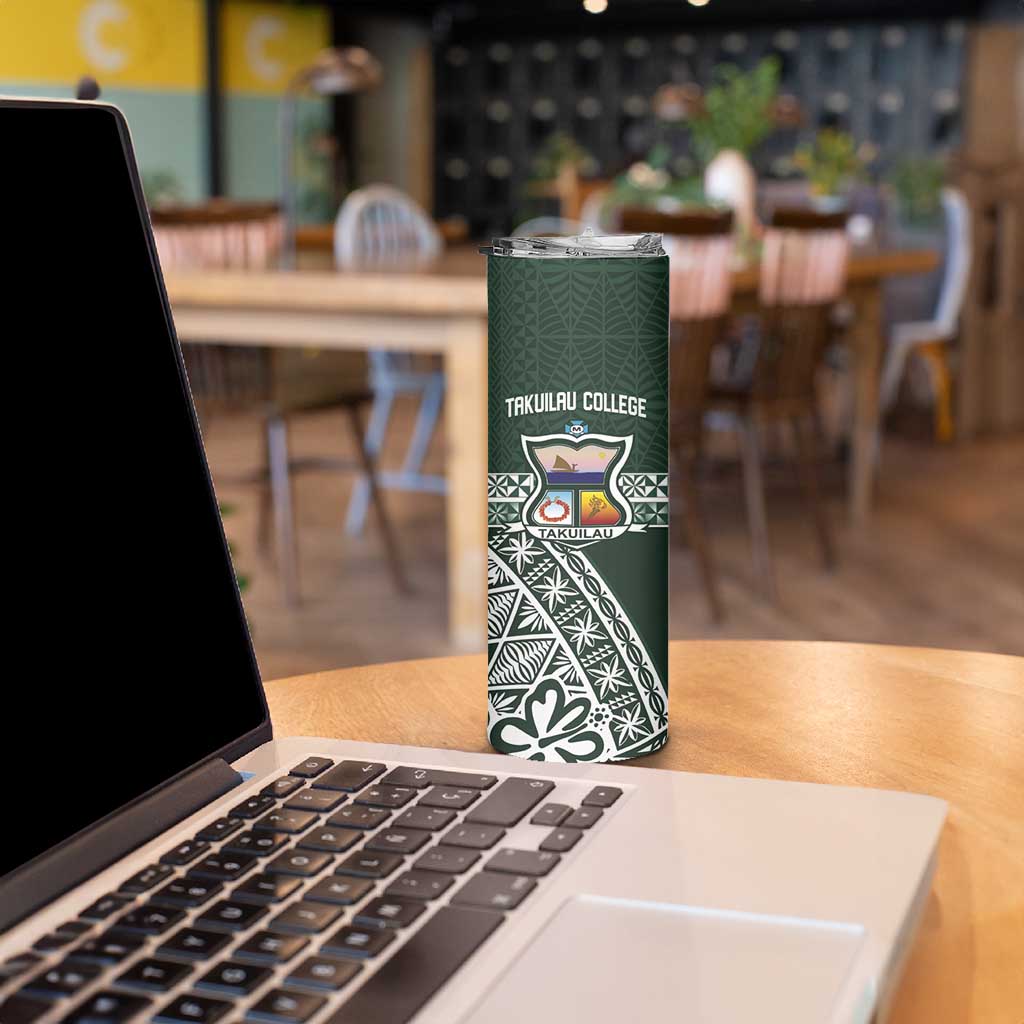Personalised Tonga Takuilau College Skinny Tumbler 50th Anniversary Ngatu Kupesi - Polynesian Pride