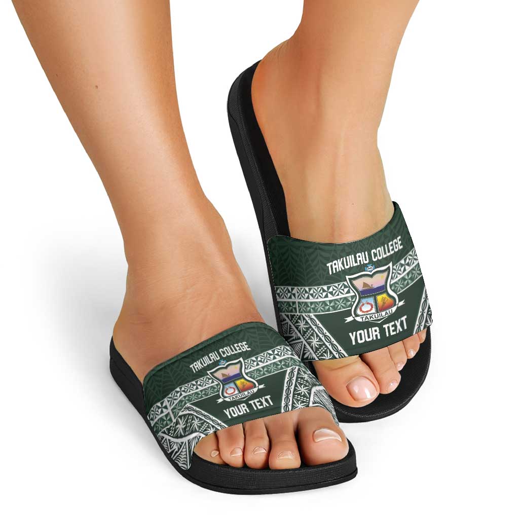 Personalised Tonga Takuilau College Slide Sandals 50th Anniversary Ngatu Kupesi - Polynesian Pride