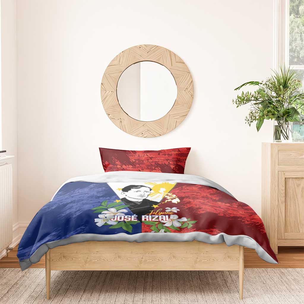 Philippines Rizal Day Bedding Set Filipino Sampaguita Grunge Style - Polynesian Pride