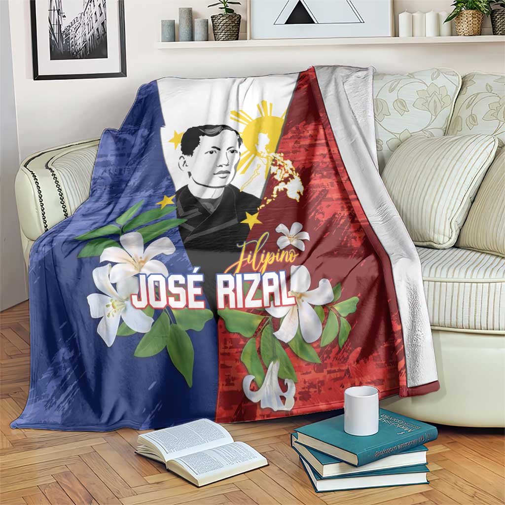 Philippines Rizal Day Blanket Filipino Sampaguita Grunge Style - Polynesian Pride