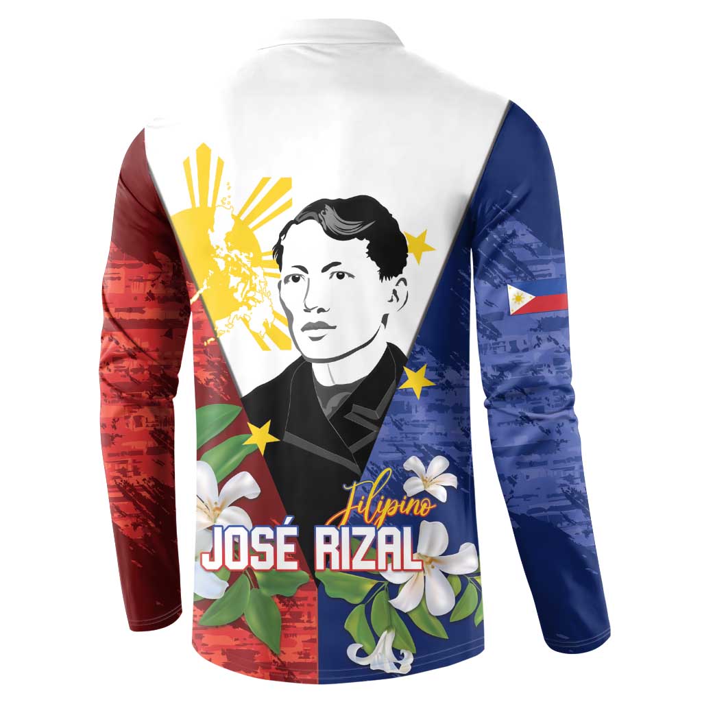 Philippines Rizal Day Button Sweatshirt Filipino Sampaguita Grunge Style - Polynesian Pride