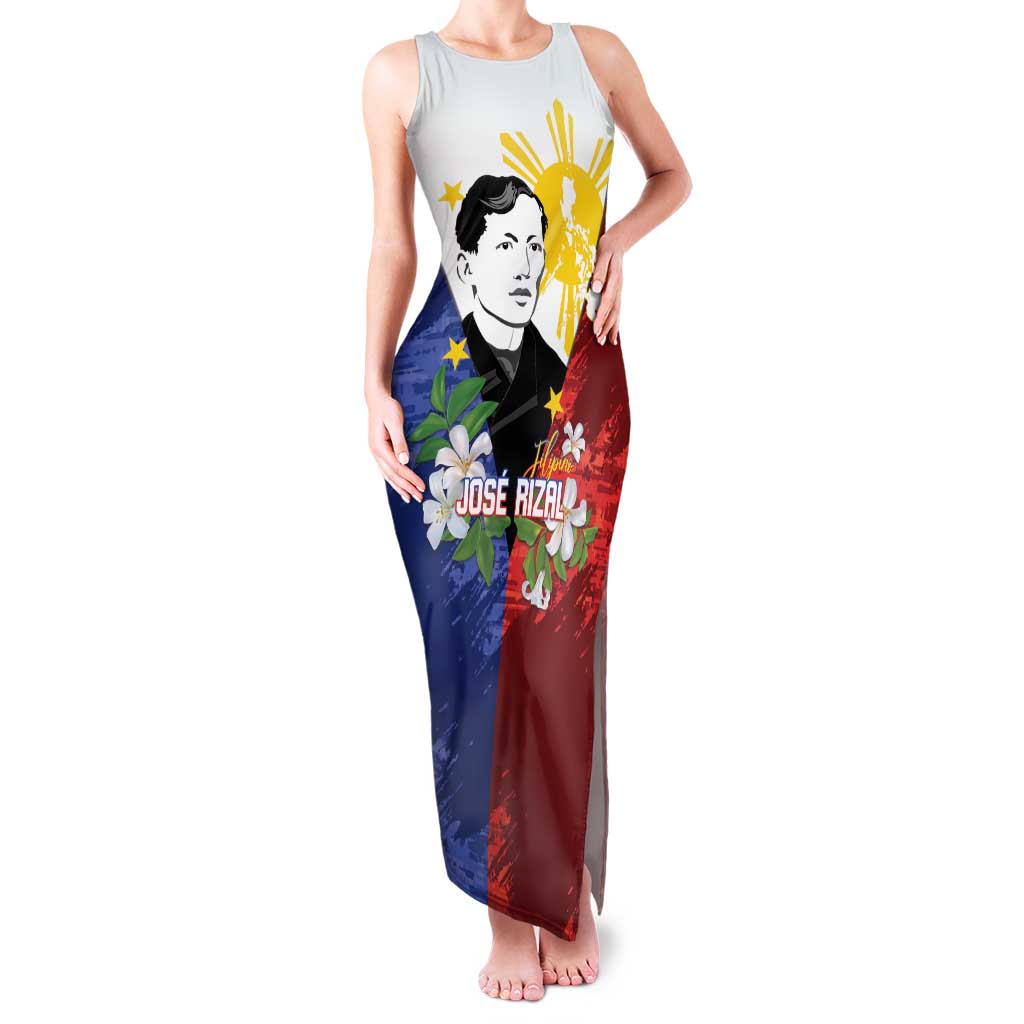 Philippines Rizal Day Family Matching Tank Maxi Dress and Hawaiian Shirt Filipino Sampaguita Grunge Style LT14 Mom's Dress Blue - Polynesian Pride