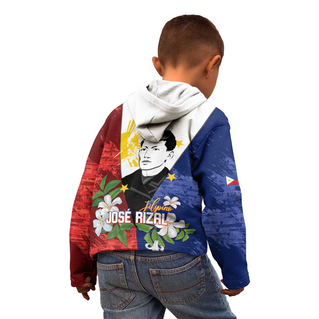 Philippines Rizal Day Kid Hoodie Filipino Sampaguita Grunge Style - Polynesian Pride