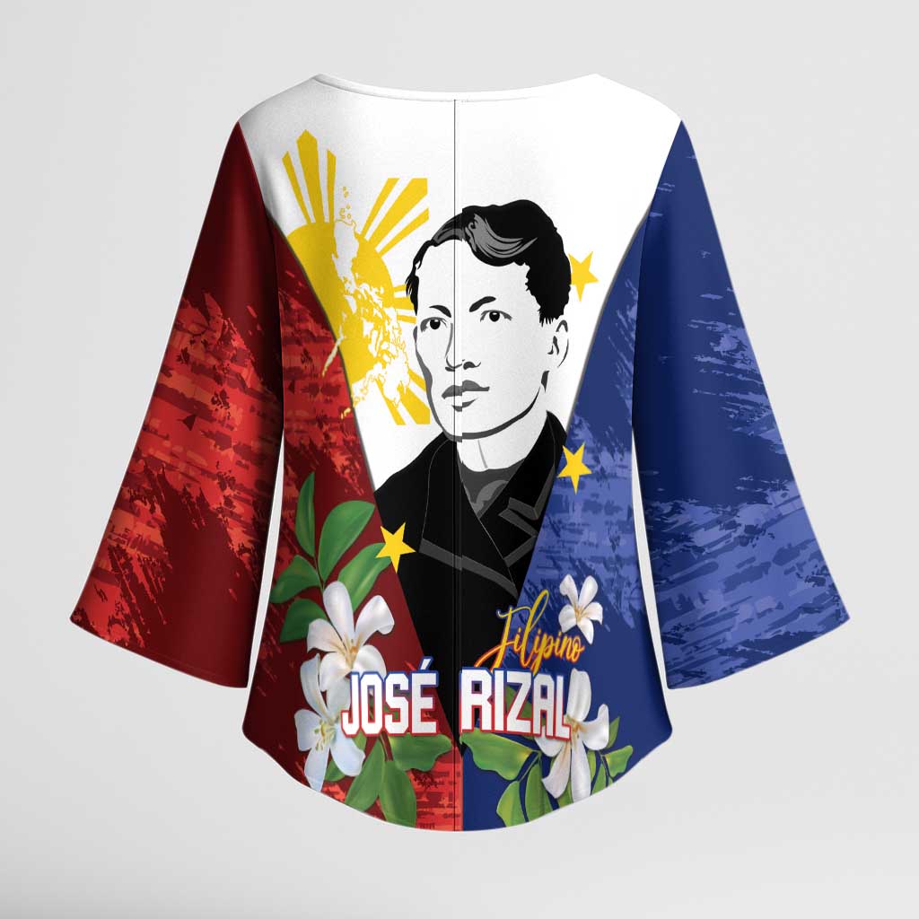 Philippines Rizal Day Kimono Sleeve Blouse Filipino Sampaguita Grunge Style LT14 - Polynesian Pride