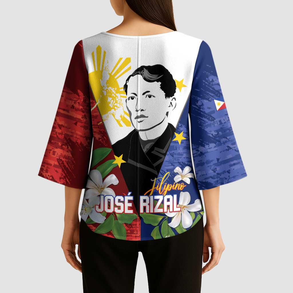 Philippines Rizal Day Kimono Sleeve Blouse Filipino Sampaguita Grunge Style LT14 - Polynesian Pride